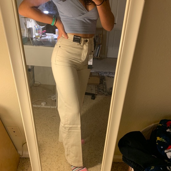 Topshop Denim - Topshop cream wide leg pants